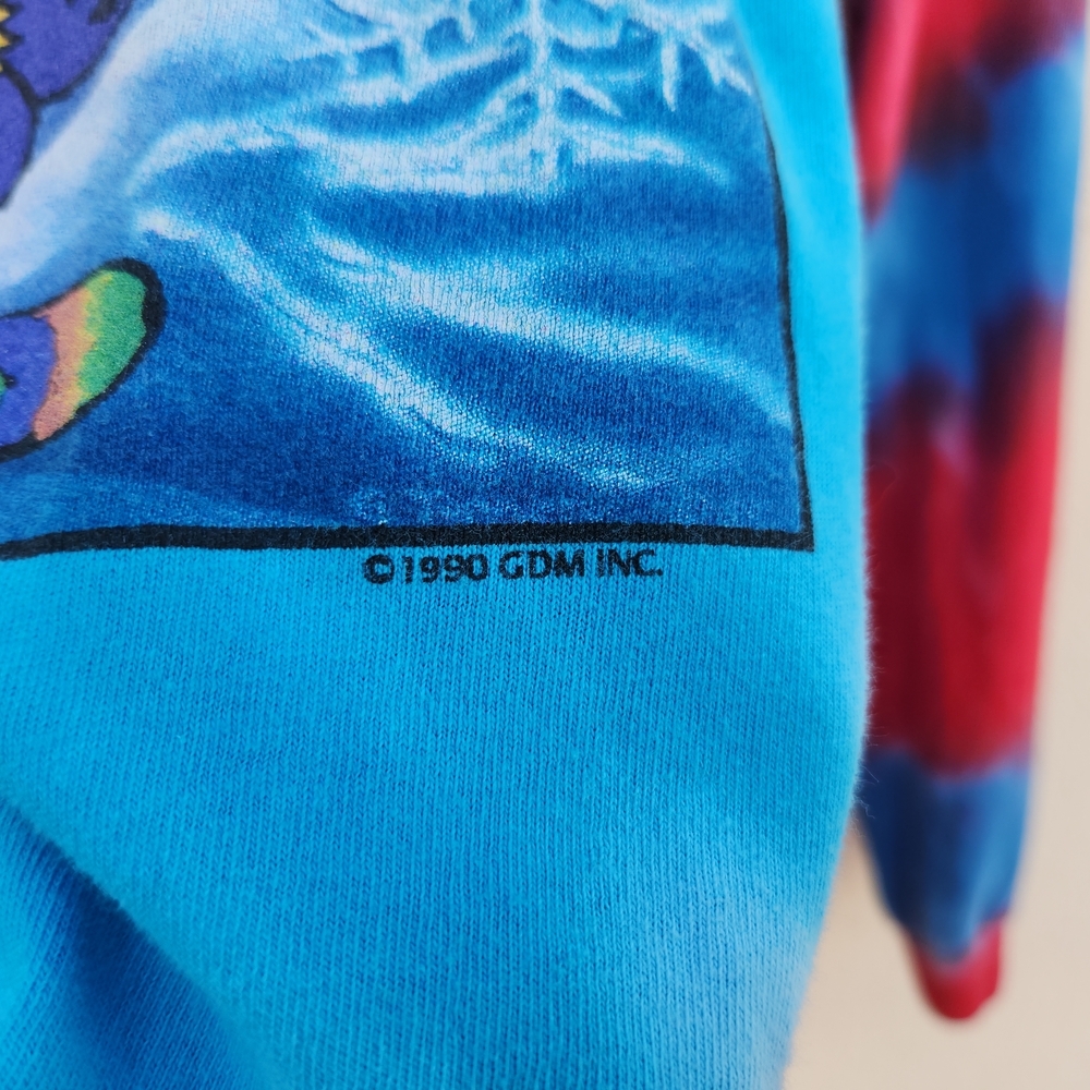 Vintage 1990 Grateful Dead Tie Dye Snowboard Bear Long Sleeve Tee - Picture 7 of 12